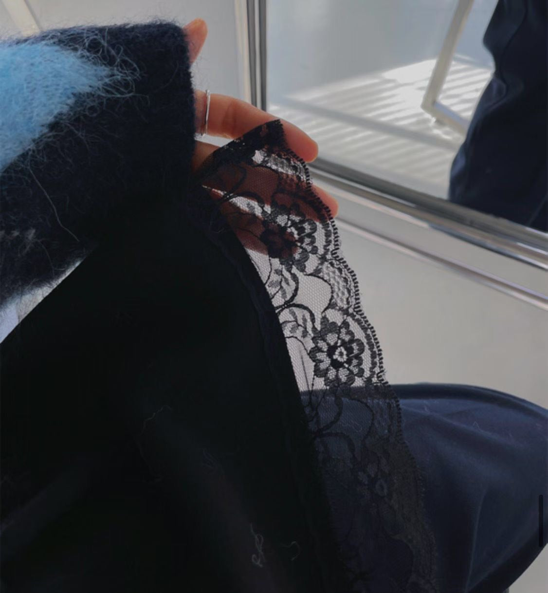 ST4529 下蕾絲長版T