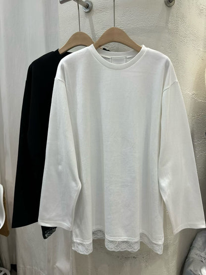 ST4529 下蕾絲長版T