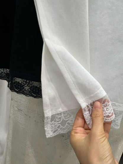 ST4529 下蕾絲長版T