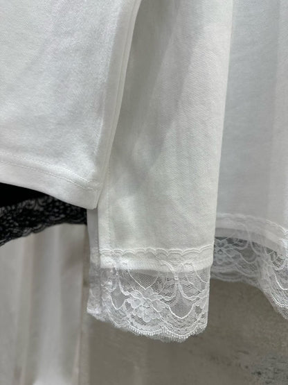 ST4529 下蕾絲長版T