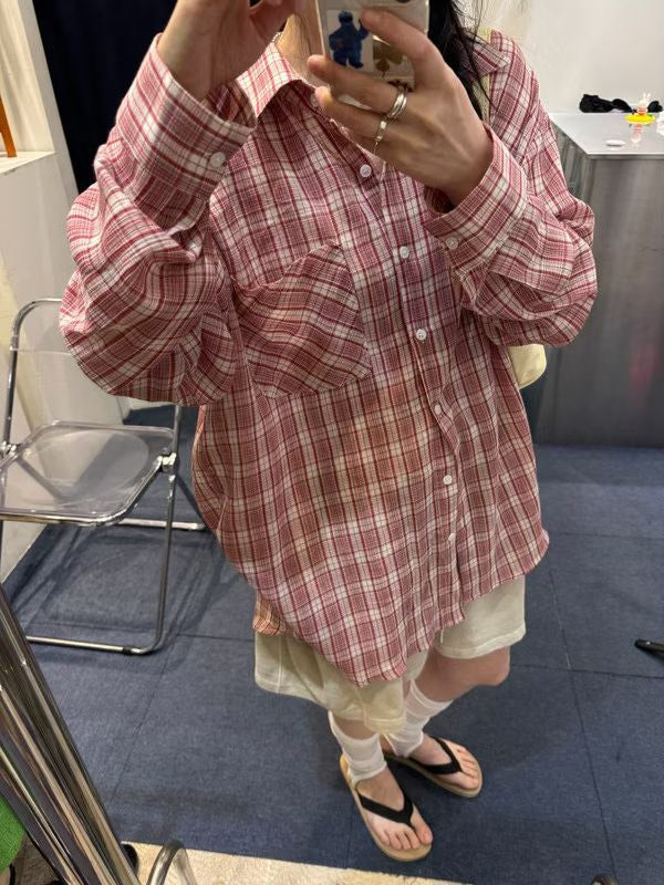 SH530 格紋短版襯衫
