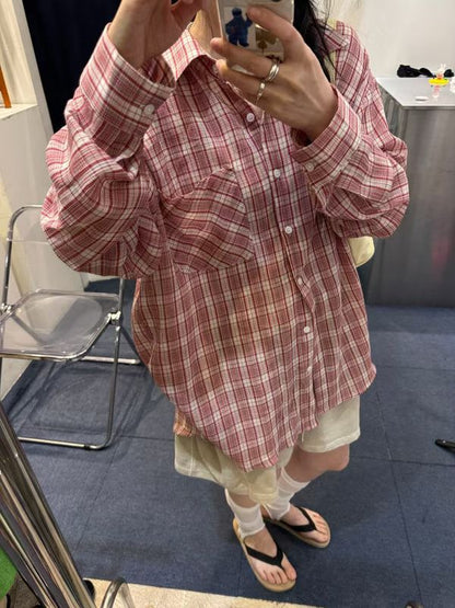 SH530 格紋短版襯衫