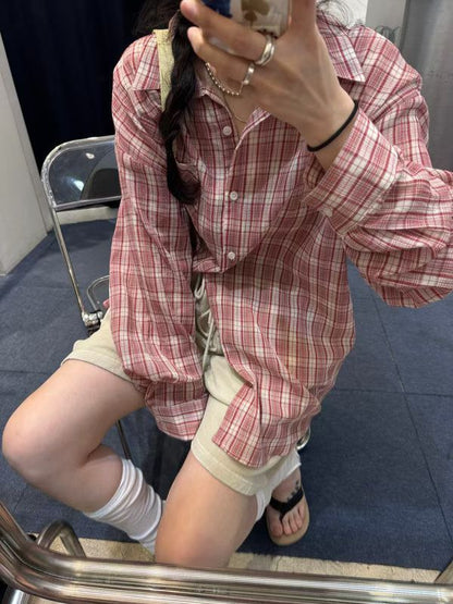 SH530 格紋短版襯衫