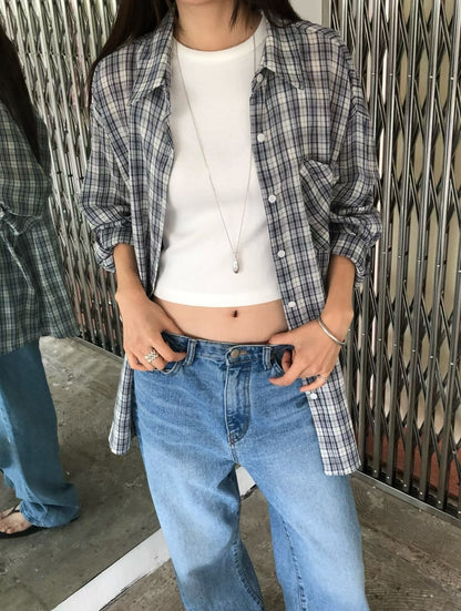 SH530 格紋短版襯衫