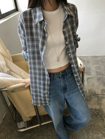 SH530 格紋短版襯衫