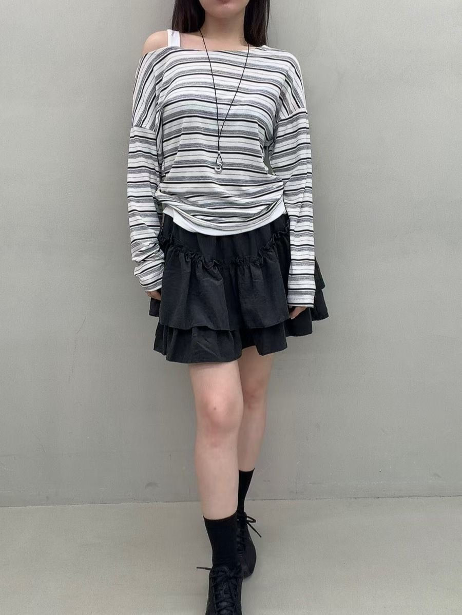 KS902 鬆緊腰雙層短褲裙