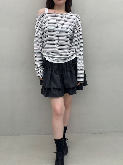 KS902 鬆緊腰雙層短褲裙