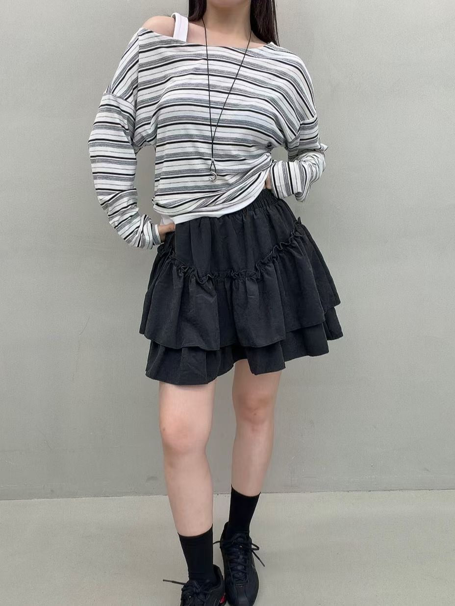KS902 鬆緊腰雙層短褲裙