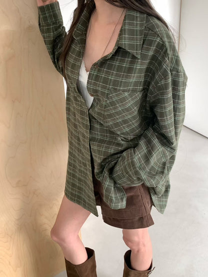 SH902 格紋長版襯衫