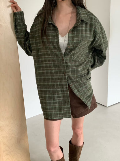 SH902 格紋長版襯衫
