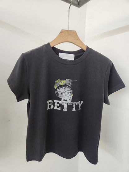 TS901 黑白Betty合版棉T