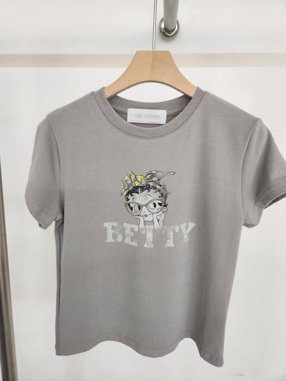 TS901 黑白Betty合版棉T