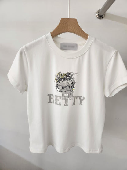 TS901 黑白Betty合版棉T