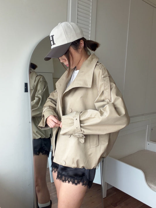 JK904 簡約雙排扣短風衣