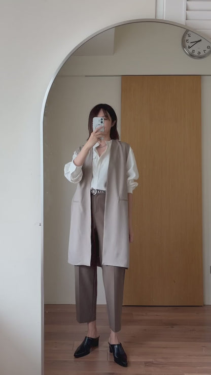 PL904 內鬆緊西裝小直筒褲